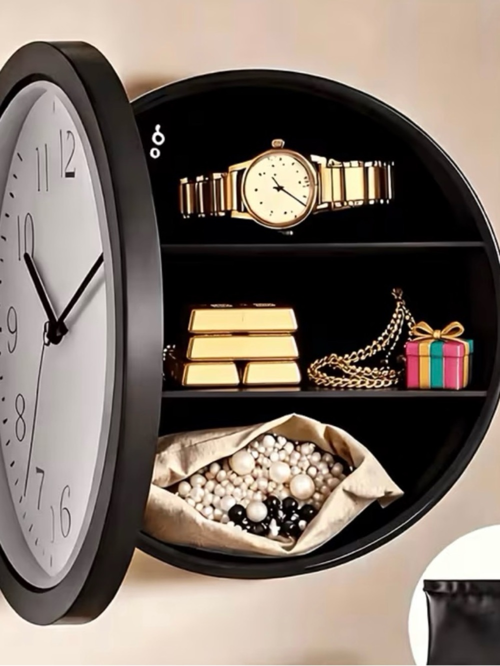 Concealed Coin Safe With Clock Function Secure home office secret storage gift